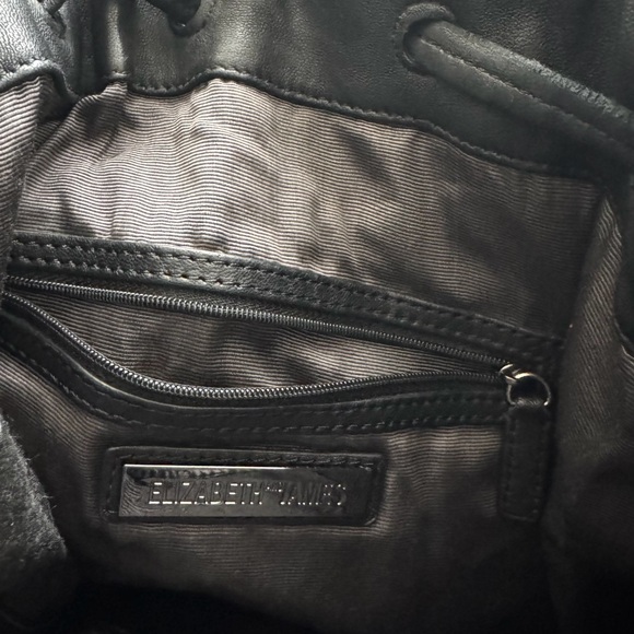 Black Drawstring Backpack with Zipper - Picture 5 of 7